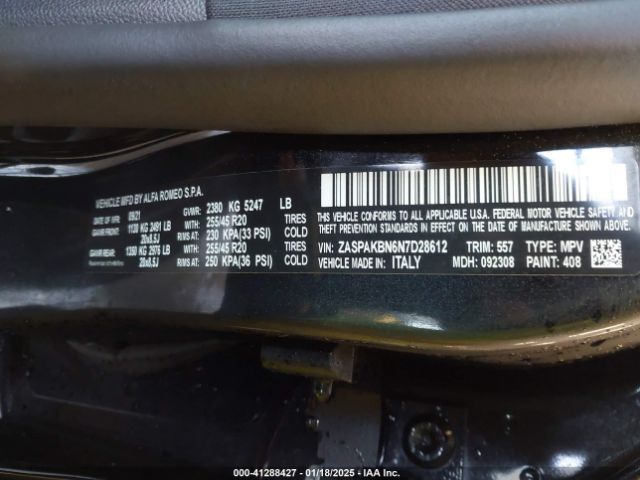 2022 ALFA ROMEO STELVIO ZASPAKBN6N7D28612 Photo 8