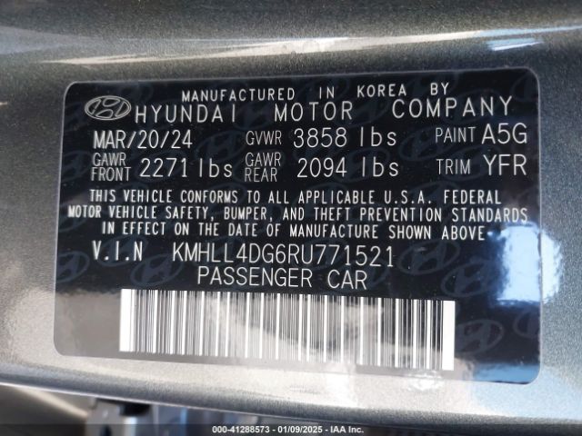 KMHLL4DG6RU771521 Hyundai ELANTRA SE