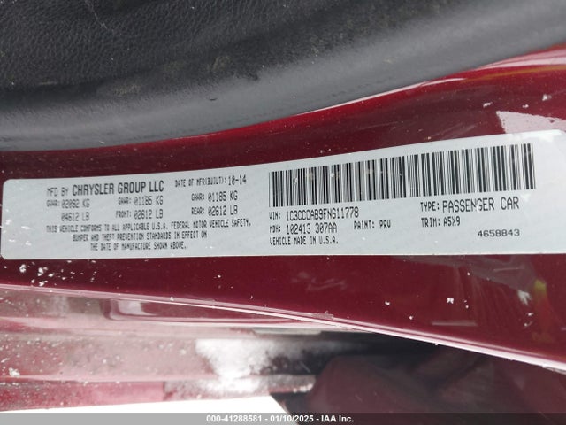 Chrysler 200 Limited 2015 1C3CCCAB9FN611778 Image 9