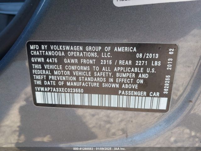 1VWAP7A3XEC023550 Volkswagen Passat 2.5l S