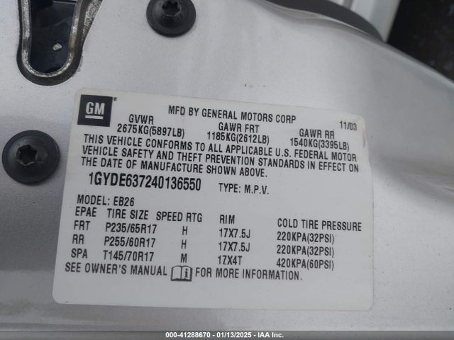 2004 CADILLAC SRX 1GYDE637240136550 Photo 8