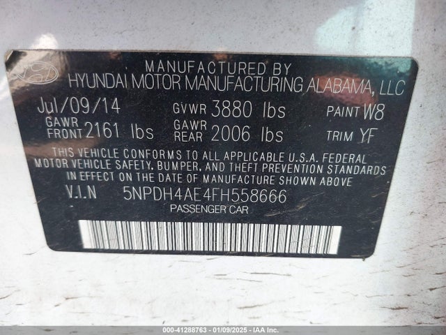 Hyundai ELANTRA SE 2015 5NPDH4AE4FH558666 Image 9