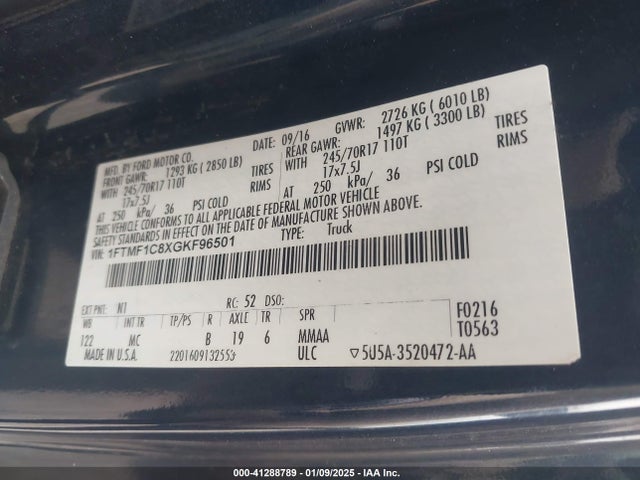 Ford F-150 Xlt 2016 1FTMF1C8XGKF96501 Image 9