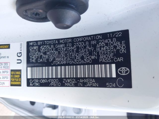 JTDKAMFP6N3226390 Toyota Prius Prime Le