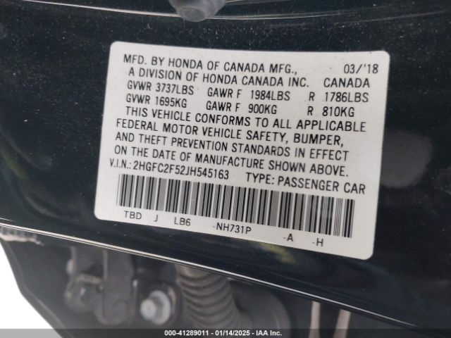 2HGFC2F52JH545163 Honda Civic Lx