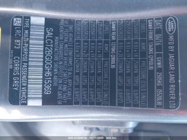 SALCT2BG0GH615369 Land Rover Discovery Sport Hse Lux