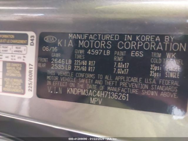 KNDPM3AC4H7136261 KIA Sportage Lx