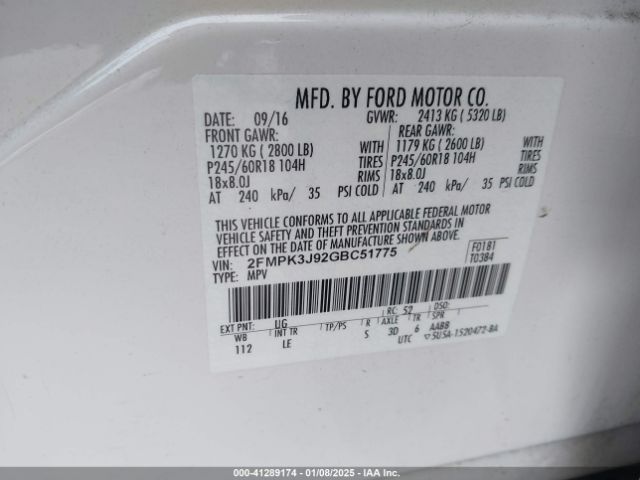 2FMPK3J92GBC51775 Ford EDGE SEL