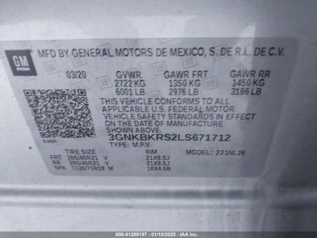 3GNKBKRS2LS671712 Chevrolet Blazer Awd Rs