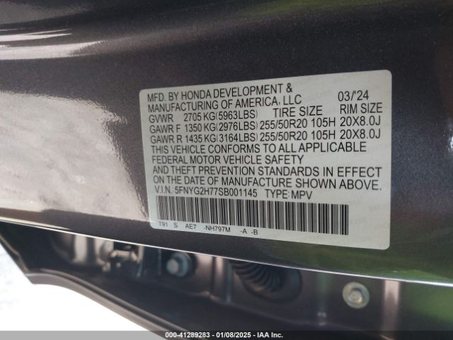 5FNYG2H77SB001145 Honda Pilot Touring