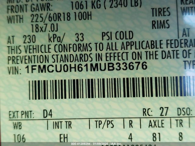 2021 FORD ESCAPE 1FMCU0H61MUB33676 Photo 8