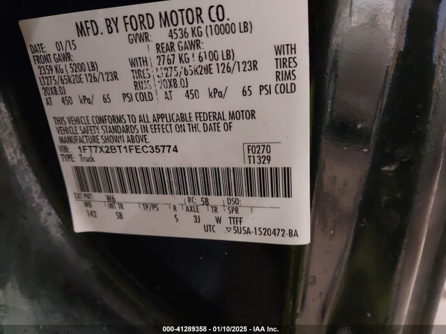 Ford F-250 Lariat 2015 1FT7X2BT1FEC35774 Image 9