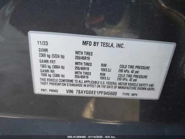 2023 TESLA MODEL Y 7SAYGDEE1PF945600 Photo 8