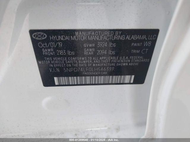 5NPD74LF0LH546339 Hyundai ELANTRA SE