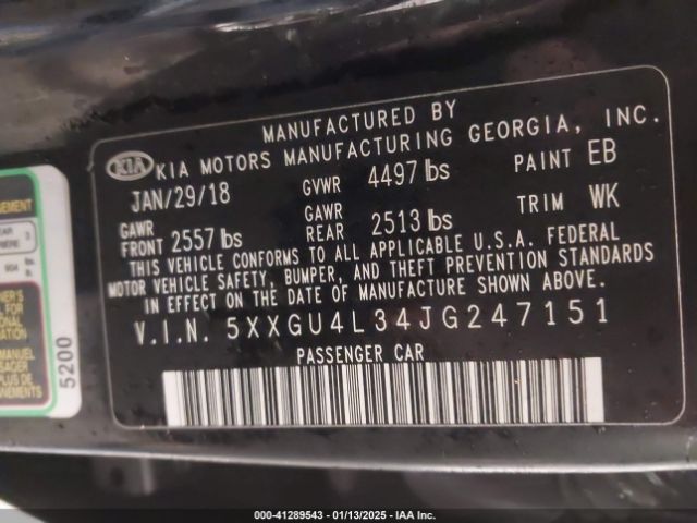 5XXGU4L34JG247151 KIA OPTIMA EX