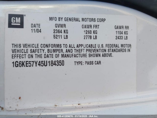 2005 CADILLAC DEVILLE 1G6KE57Y45U184350 Photo 8
