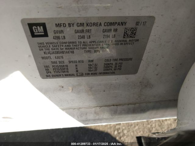 KL4CJASB5HB144748 Buick Encore Preferred