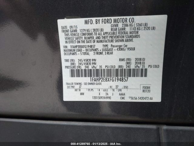1FAHP2E8XFG194857 Ford TAURUS SEL
