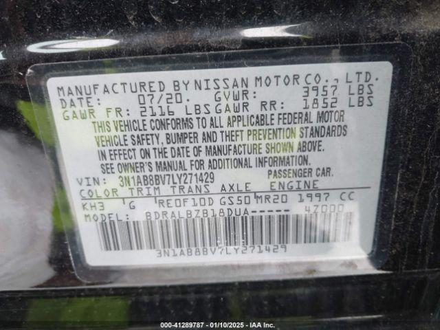 3N1AB8BV7LY271429 Nissan Sentra S Xtronic Cvt