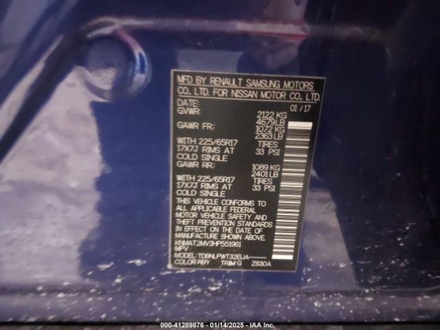 KNMAT2MV3HP551961 Nissan ROGUE S