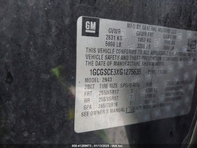 1GCGSCE3XG1275635 Chevrolet Colorado Lt