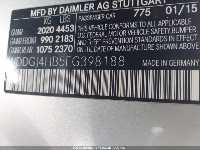 WDDGJ4HB5FG398188 Mercedes-Benz C 250