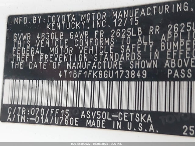 Toyota CAMRY SE 2016 4T1BF1FK8GU173849 Image 9