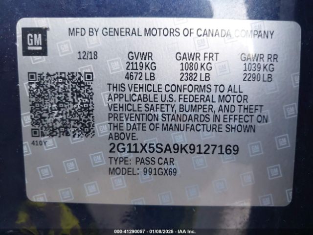 2G11X5SA9K9127169 Chevrolet IMPALA LS