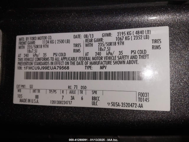 Ford Escape Titanium 2014 1FMCU9J99EUA79568 Image 9