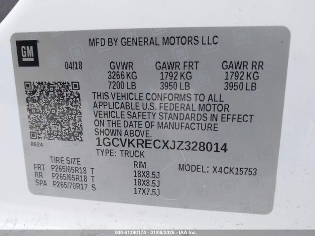1GCVKRECXJZ328014 Chevrolet Silverado 1500 2lt