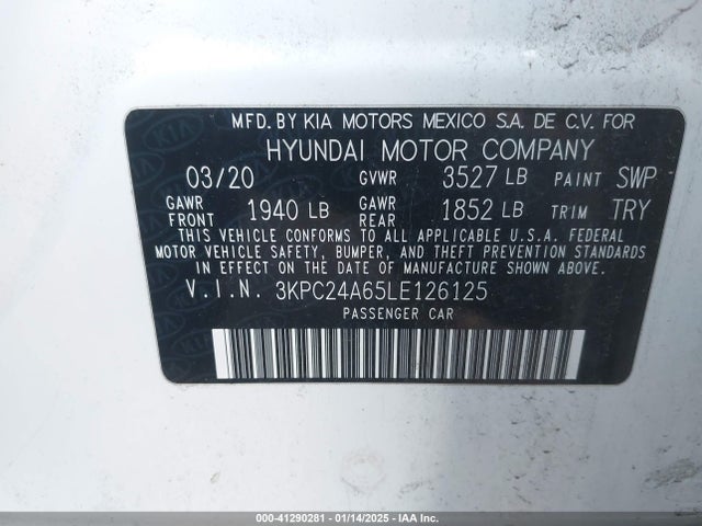 Hyundai ACCENT SE 2020 3KPC24A65LE126125 Image 9