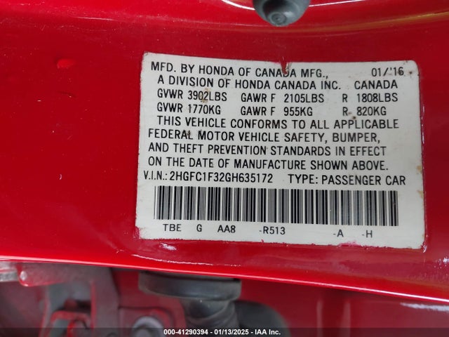 Honda Civic Ex-t 2016 2HGFC1F32GH635172 Image 9