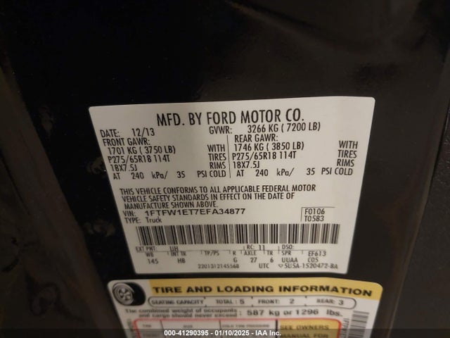 Ford F-150 Lariat 2014 1FTFW1ET7EFA34877 Image 9