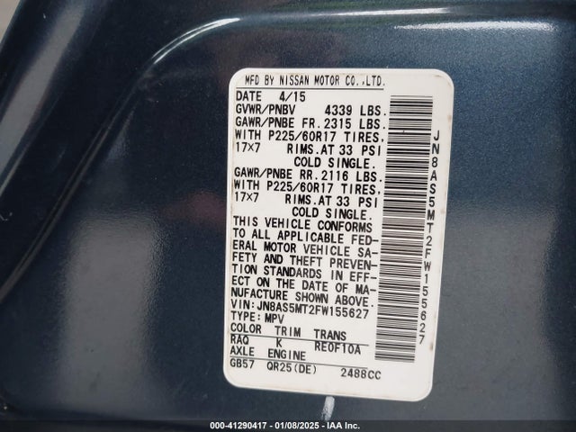 Nissan Rogue Select S 2015 JN8AS5MT2FW155627 Image 9