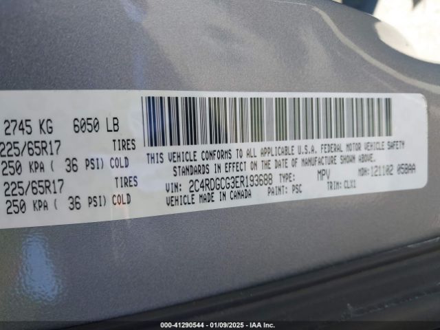 2C4RDGCG3ER193688 Dodge Grand Caravan Sxt 30th Anniversary