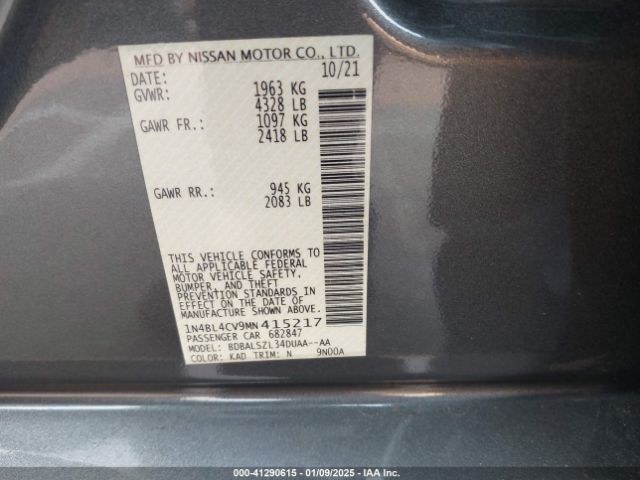 1N4BL4CV9MN415217 Nissan Altima Sr Fwd
