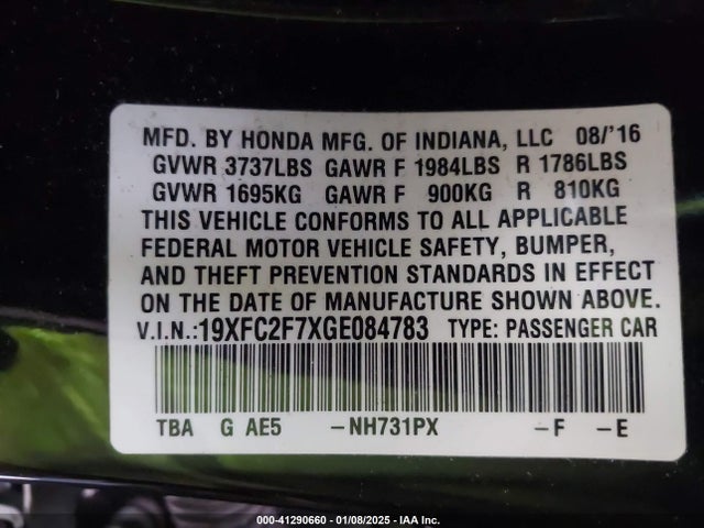 Honda CIVIC EX 2016 19XFC2F7XGE084783 Image 9