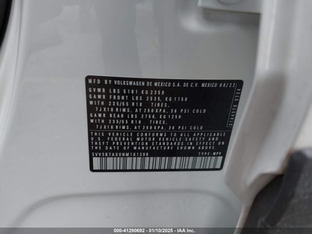 3VV3B7AX0NM161398 Volkswagen Tiguan 2.0t Se