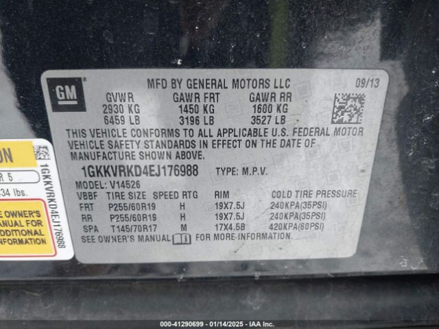1GKKVRKD4EJ176988 GMC Acadia Slt-1