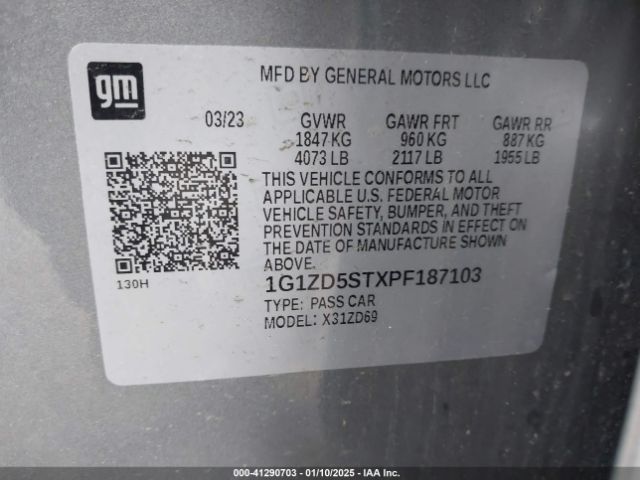 1G1ZD5STXPF187103 Chevrolet Malibu Fwd 1lt