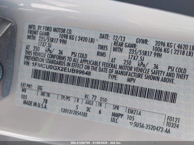 Ford ESCAPE SE 2014 1FMCU0GX2EUB99648 Image 9