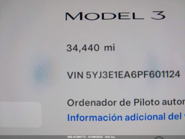 5YJ3E1EA6PF601124 Tesla Model 3 Rear-wheel Drive