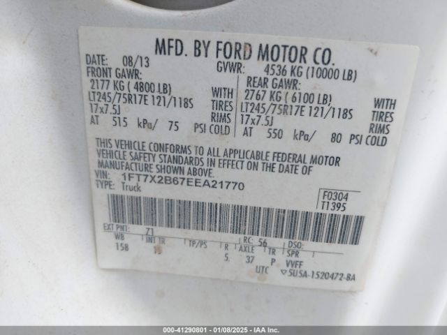 1FT7X2B67EEA21770 Ford F-250 Xl