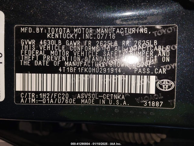 Toyota CAMRY LE 2017 4T1BF1FK0HU291914 Image 9