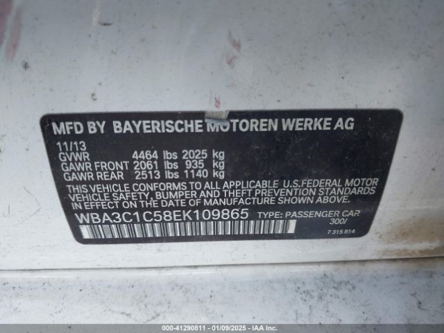 WBA3C1C58EK109865 BMW 328I
