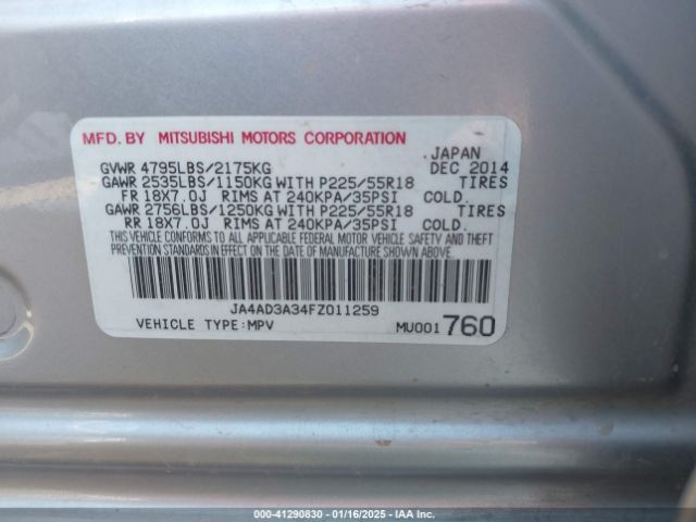 2015 MITSUBISHI OUTLANDER JA4AD3A34FZ011259 Photo 8