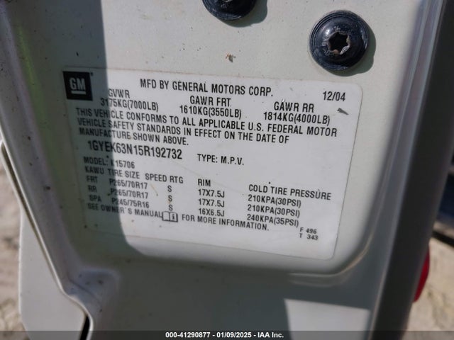 2005 CADILLAC ESCALADE 1GYEK63N15R192732 Photo 8