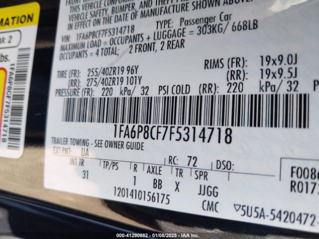 1FA6P8CF7F5314718 Ford MUSTANG GT