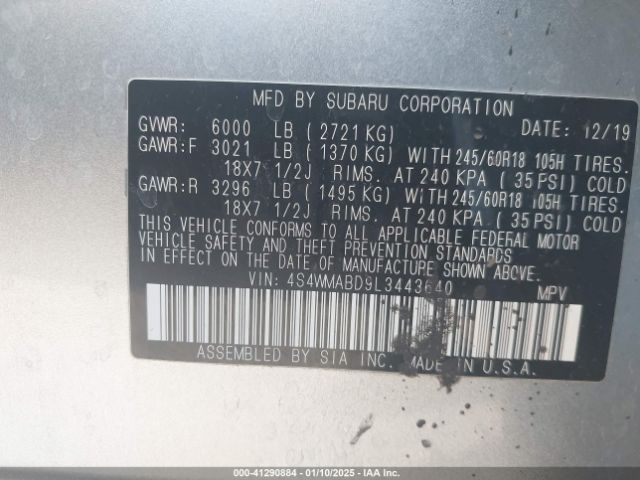 4S4WMABD9L3443640 Subaru Ascent Premium