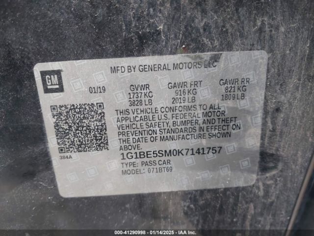 1G1BE5SM0K7141757 Chevrolet CRUZE LT